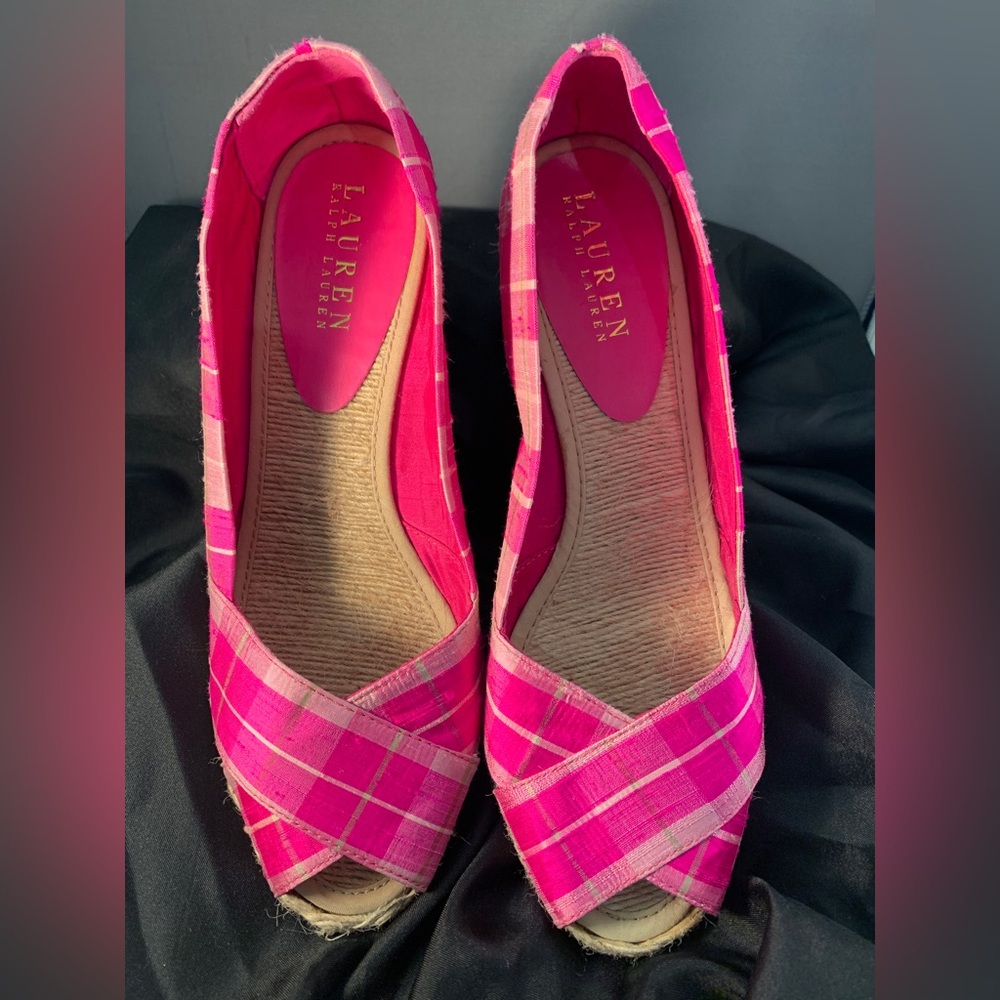 Ralph Lauren Cecilia Wedge Pink Plaid